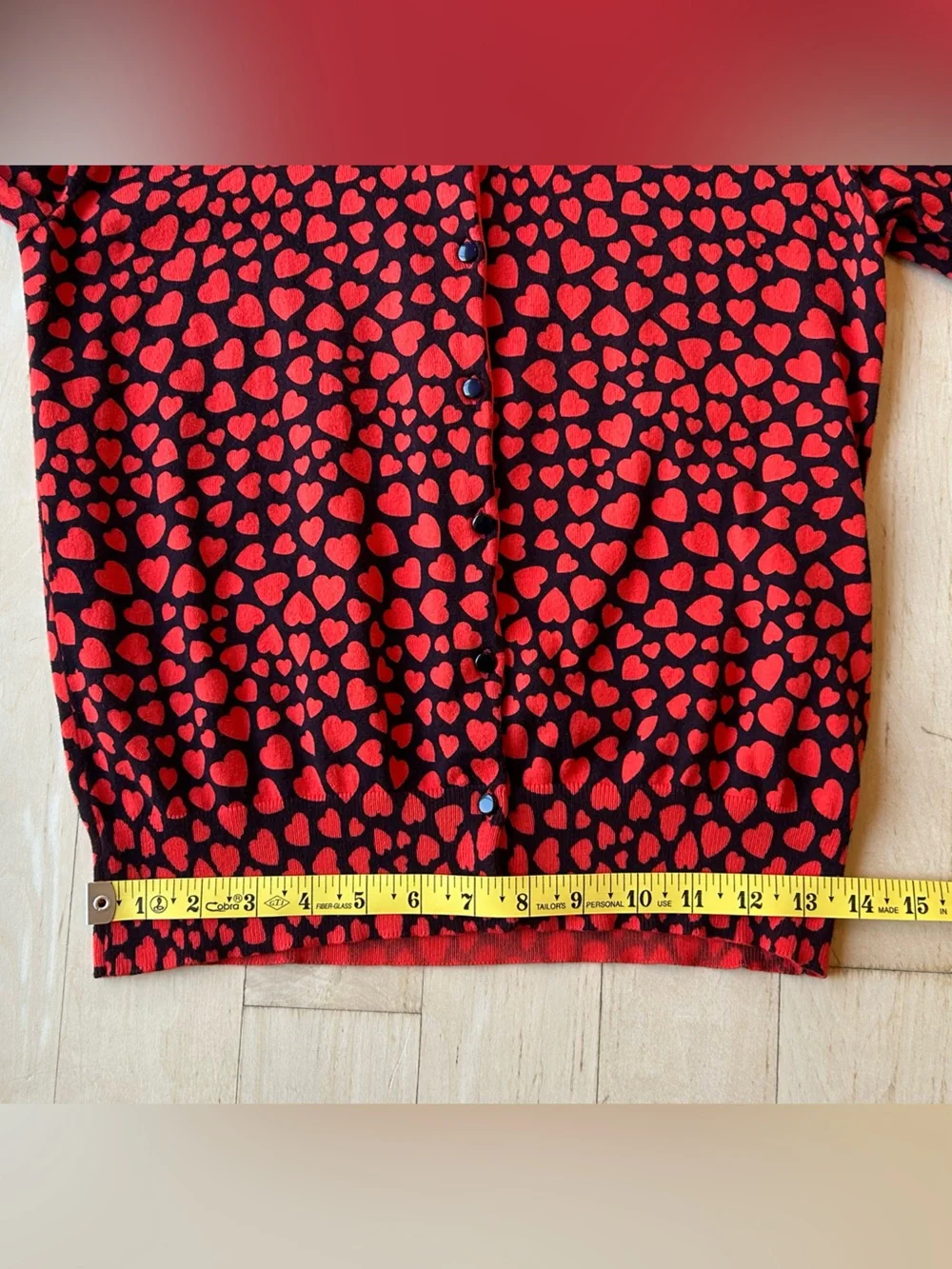 J. Crew Women’s Clare 100% Cotton Hearts Cardigan Red/Black Size Small